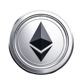 Ethereum (ETH)コインをあしらった浮遊するグラフィック要素
